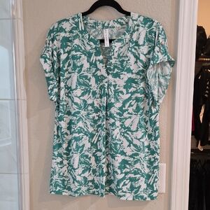 Elegant Teal and White Women's Blouse